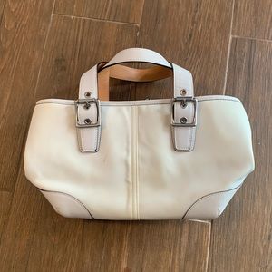 small white coach purse